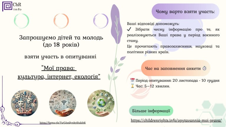 Опитування “Мої права: культура, інтернет, екологія” _ з 20.11 по 10.12.2024